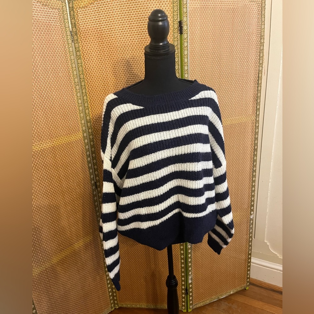 L.O.G.G.-H&M size large sweater with navy and white stripes